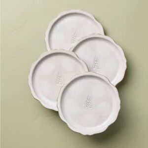 Set of 4 7" Stoneware Appetizer Plate Tree Icon Sour Cream - Hearth & Hand